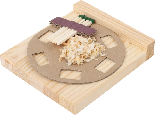 Matches with a wooden holder on a white background