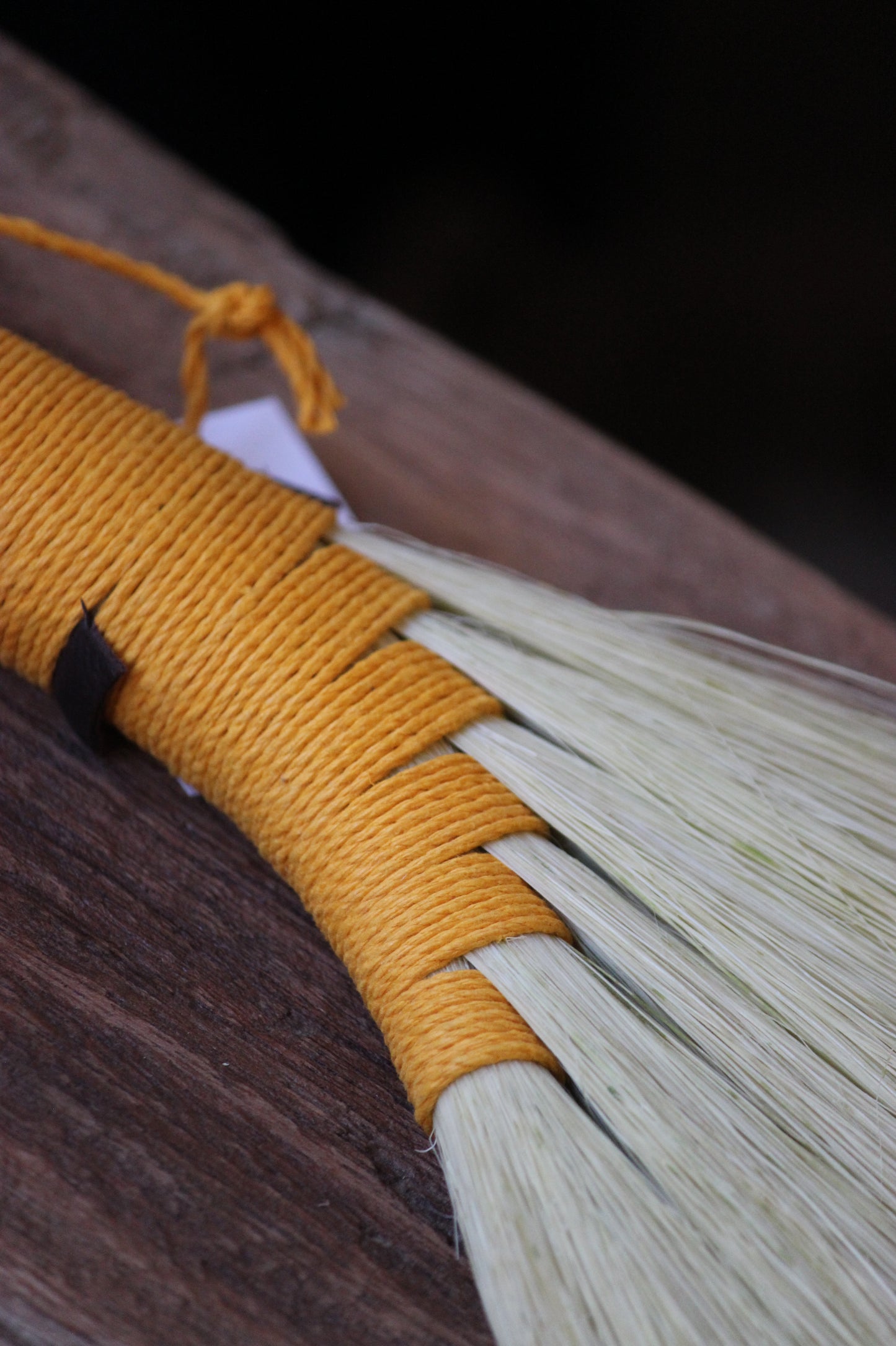 Tampico fibre hand brush with hemp and leather