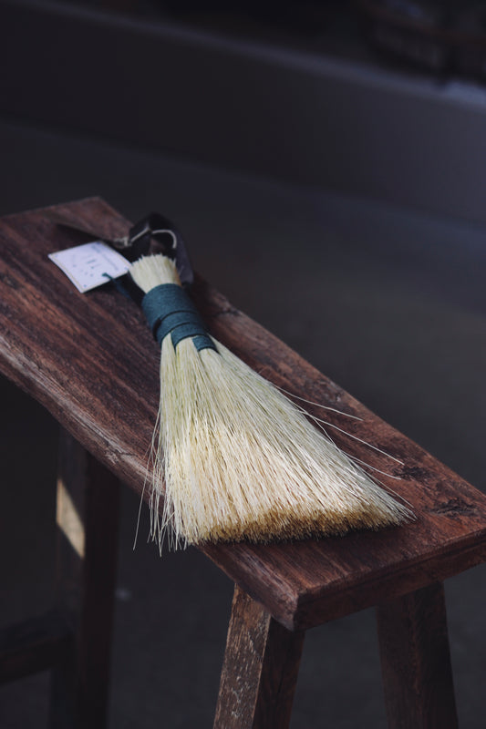 Tampico fibre hand brush with hemp and leather