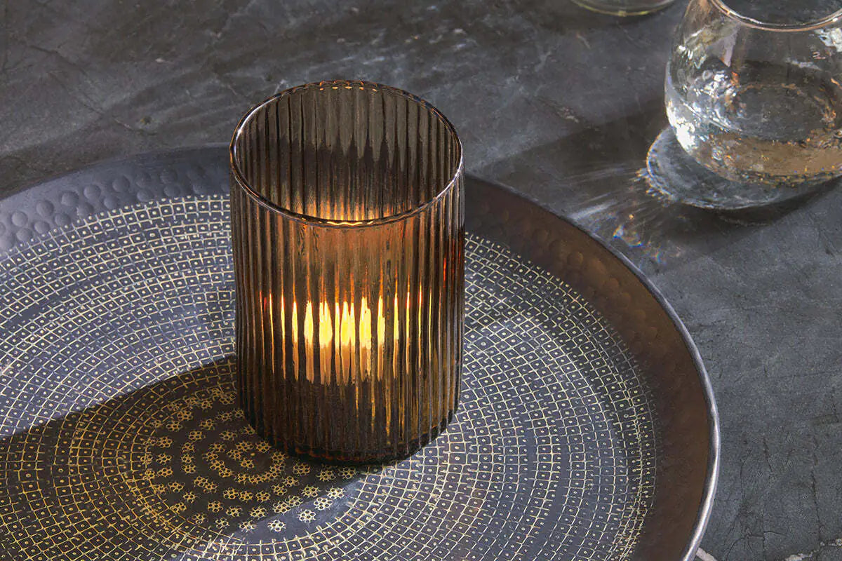 Malana Recycled Glass Candle Holder Smoke Brown - Small