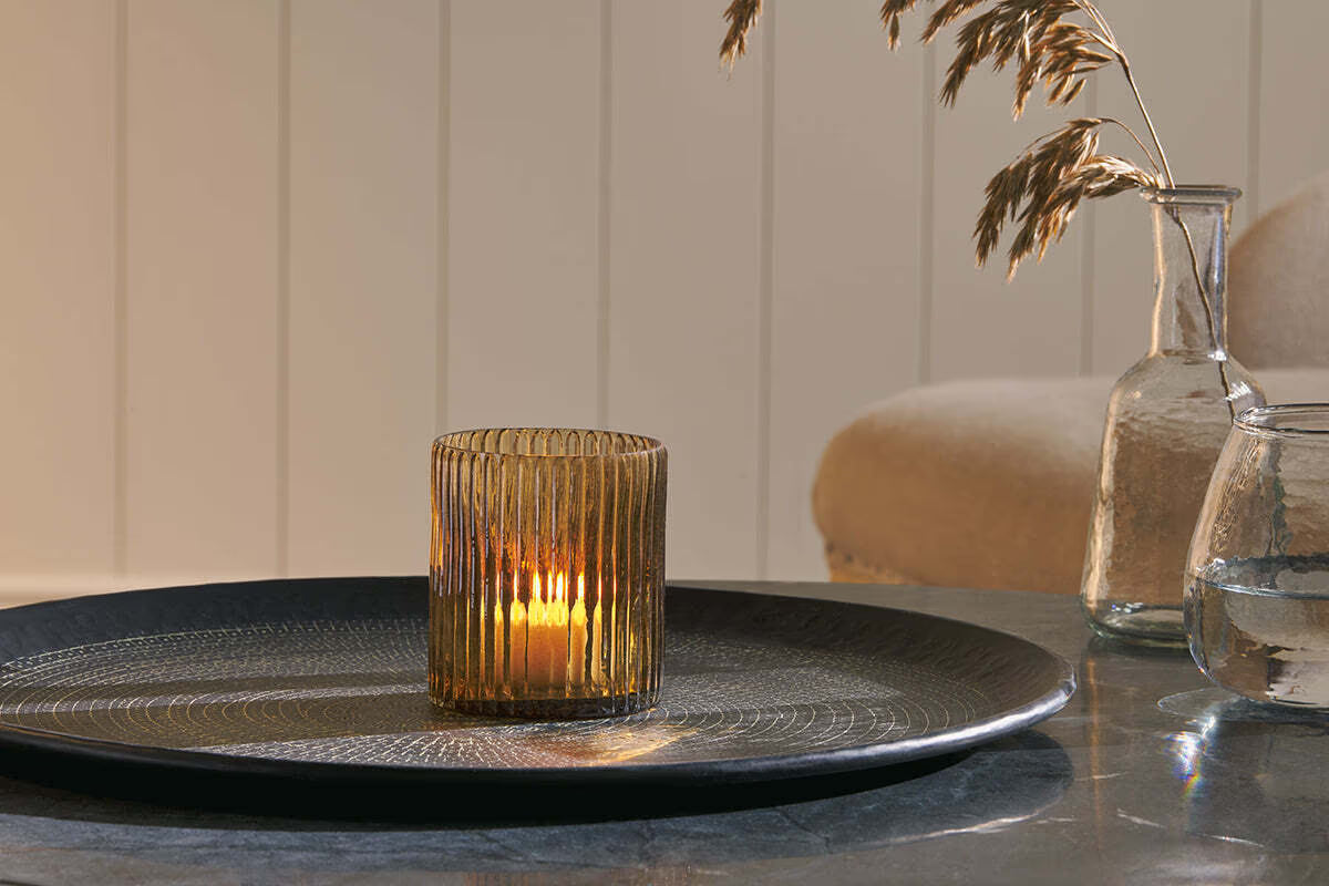 Malana Recycled Glass Candle Holder Smoke Brown - Small
