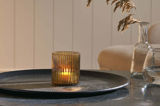 Malana Recycled Glass Candle Holder Smoke Brown - Small