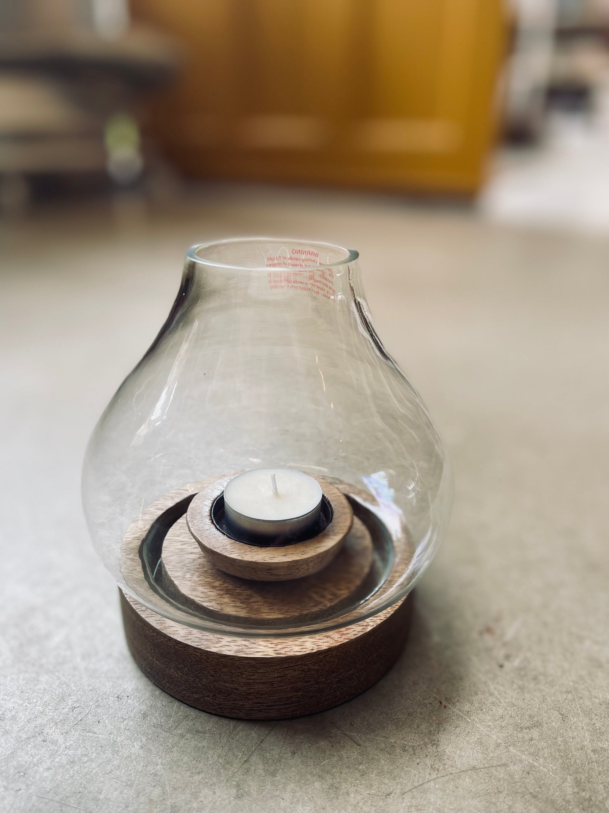 Nkuku Naryla Lantern - Mango Wood & Glass Made Ethically and Sustainably by Nkuku, Small size, Perfect to pair a tea light candle.