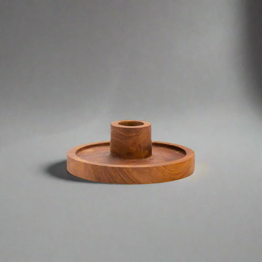 Wooden candle holder on a white background