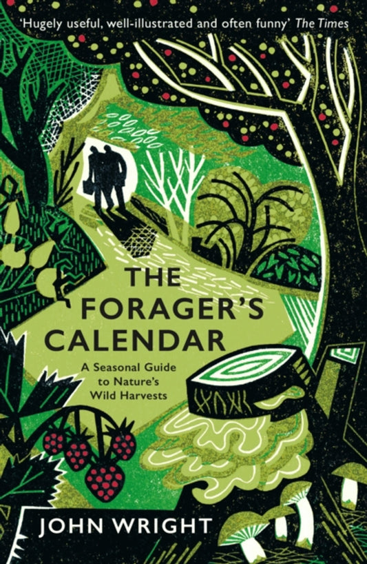 Book cover of 'The Forager's Calendar' with illustrations of nature and foraging activities.