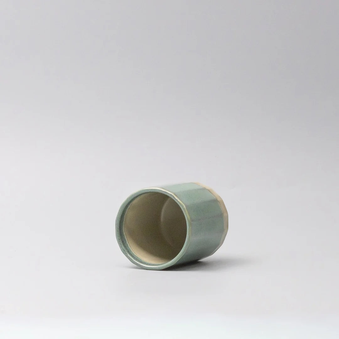 Green Vintage Mint Mug Omomi mug Made in Japan ceramic cup on a white background