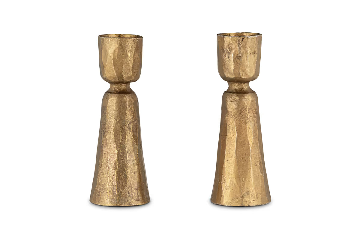 nkuku Lokoja Candle Holder  - Antique Brass (Set of 2)
