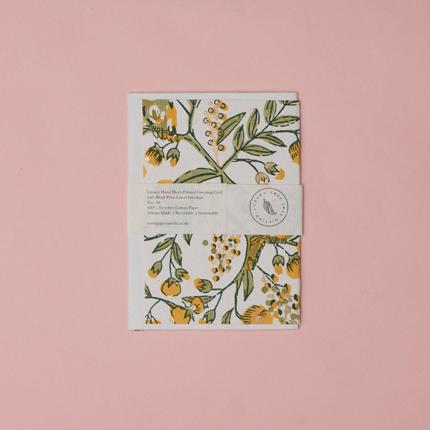 Block Printed Greeting Card - Song Birds Sunshine