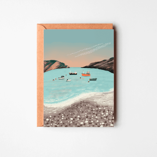 Lulworth Cove Greetings Card by Rachel Akerman