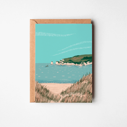 Old Harry Rocks Greetings Card by Rachel Akerman