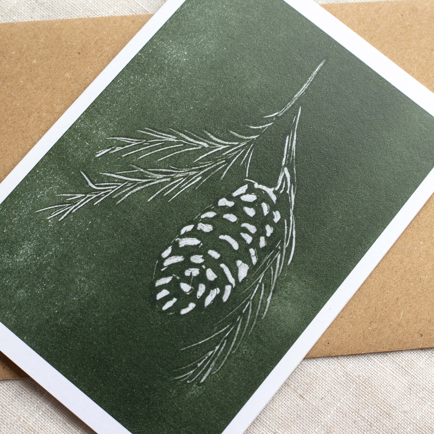 Christmas Card A6 Pine Cone - Recycled Card 