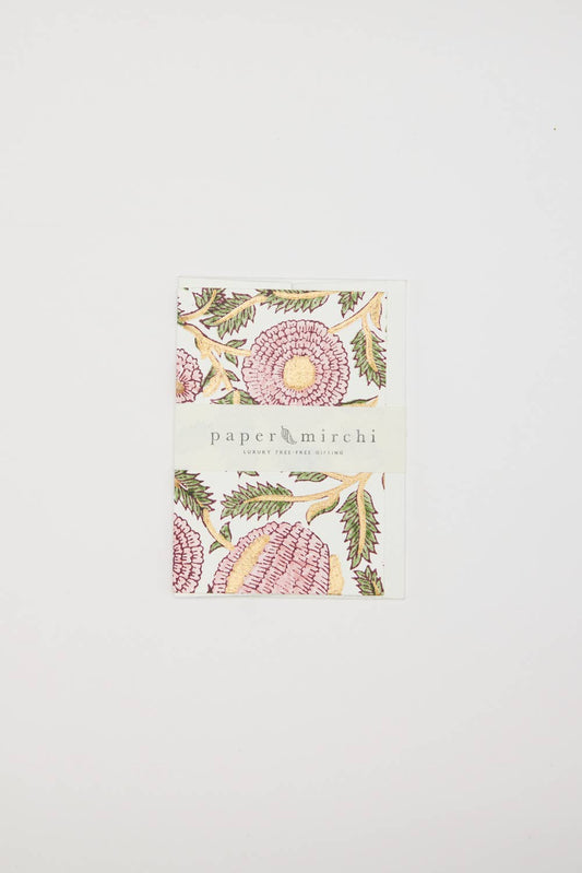 Block Printed Greeting Card - Marigold Glitz Blush