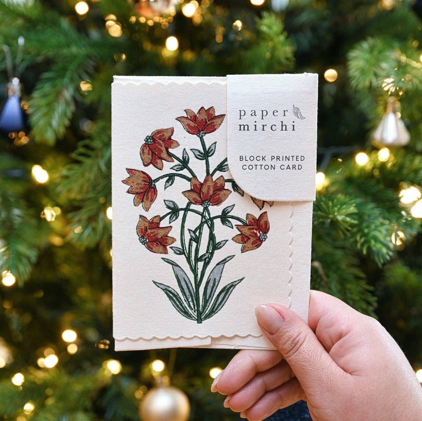 Block Printed Greeting Card - Champaca Sage