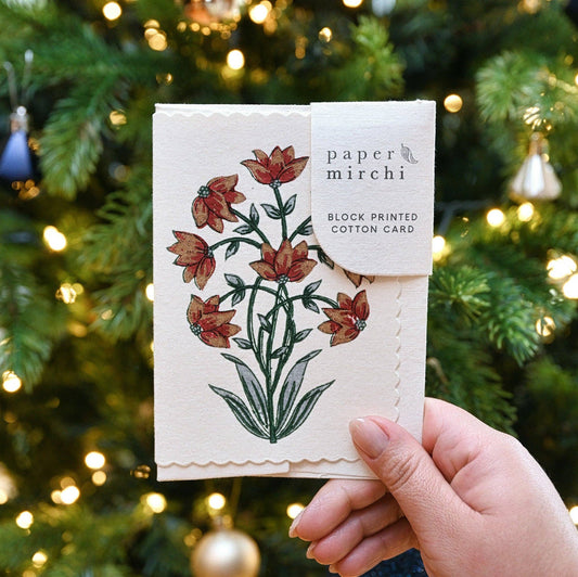 Block Printed Greeting Card - Champaca Sage