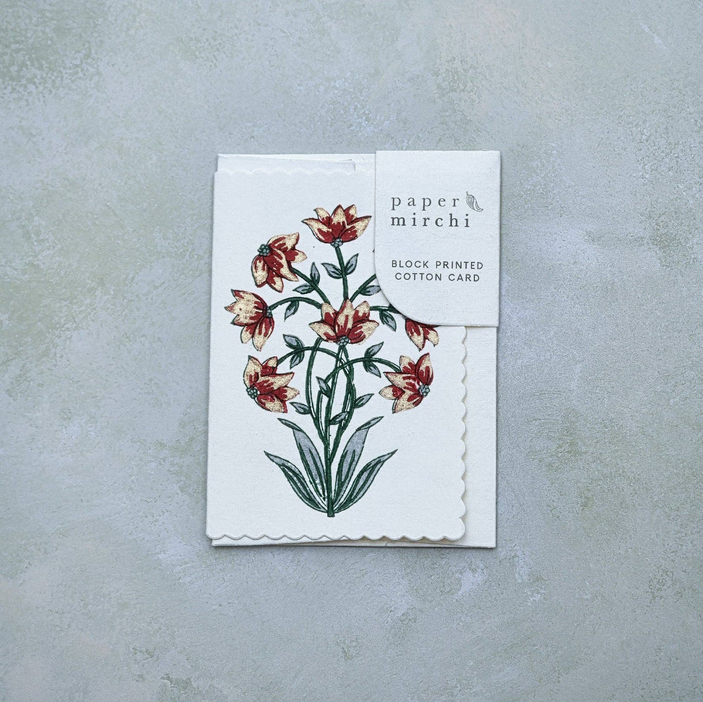 Block Printed Greeting Card - Champaca Sage