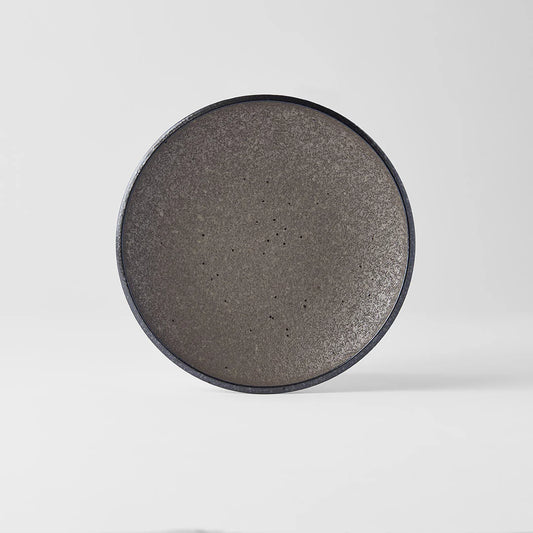 Earth Side Plate, The Earth range features a unique glaze with rustic tones with a focus on simple texture. When turned toward to the light, it shimmers silver