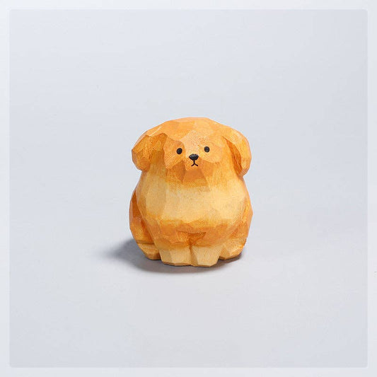 Handmade Wooden Golden Hair Dog Ornament
