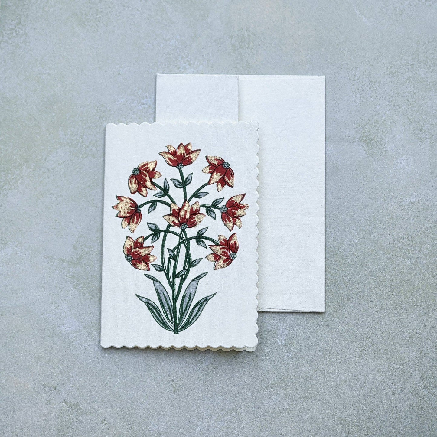 Block Printed Greeting Card - Champaca Sage
