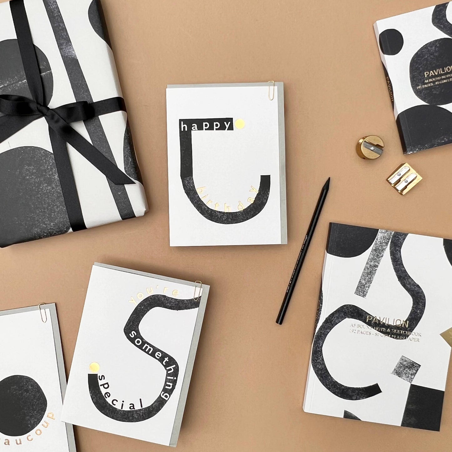 Abstract Ink Monotone Art Birthday Greeting Card