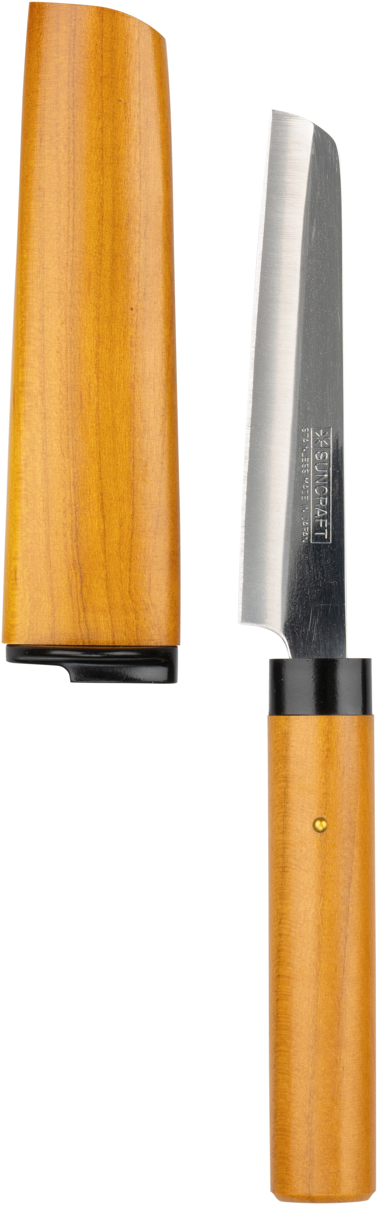 Niwaki Wooden-handled knife with a metallic blade on a white background