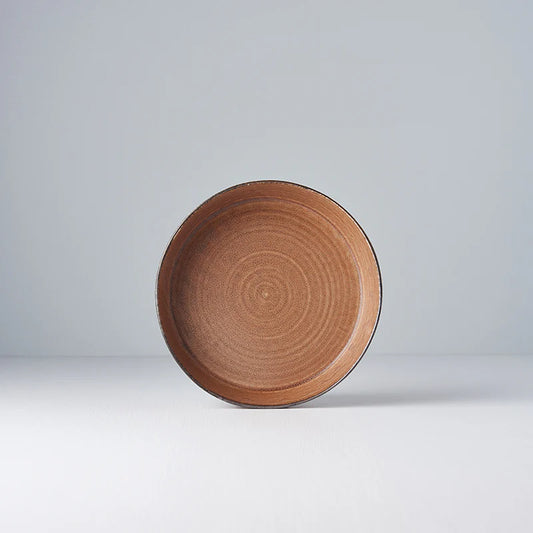 Japanese high rim toffee coloured small plate