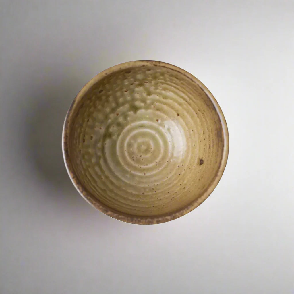 Etched Angled Khaki Medium Bowl 17cm - Made in Japan